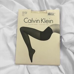 90s Calvin Klein Ivory Matte Sheer Control Top Tights NEW Vintage Deadstock